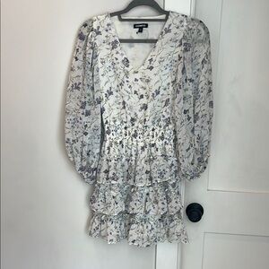 Floral Print Women's dress- White and Purple